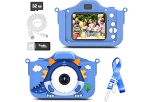 saiyuanxing Kids Camera,Silicone Case 2.0 Inch IPS Screen 1080P Video Camcorder，40MP Kids Digital Dual Lens Camera with，32GB Memory Card，3-12 Year Old Boys and Girl Camera，Holiday and Birthday Gifts.