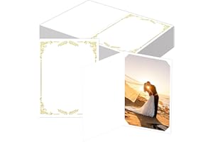SMARSTICKER 50 pcs Photo Folders Frame Note Cards Paper Greetings Cardboard for 4x6 or 5x7 Pictures Picture Frame Photo Inserts Notecard for Portraits Classroom DIY Graduation Wedding (White)