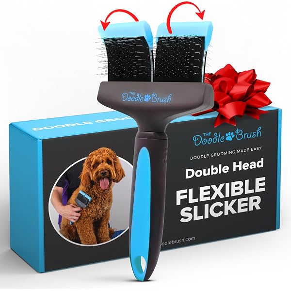 Les Pooch Green Medium Double Brush – Doppelseitige Hundebürste Für Mittellanges Fell, Effektive Entwirrung, Schonende Pflege