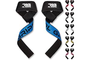 RLG RL GRIPS RLGrips - Straps de Gimnasio para Levantamiento de Pesas – Correas de Agarre con Grip de Silicona y Acolchado – Straps para Powerlifting, Peso Muerto, Remo y Jalones