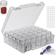 30 Slots Diamond Painting Storage Containers, Diamond Art Storage Case Diamond Painting Accessories Small Clear Bead Boxes with Lid 30 Grids Transparent Storage Case for Seed Art Rhinestones (1 Pack)
