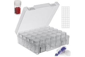 HUAXIANGOH Diamond Painting Aufbewahrungsbox, Diamond Painting Zubehör Boxen, 30 Gitter Transparent Diamond Painting Aufbewahrung Box Diamant Painting Perlen Aufbewahrungsbox mit Stickers für Steine (1 Stück)