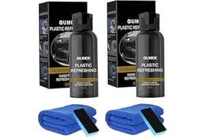 AUEJACKY Renovateur Plastique Voiture, 2 Pièces 50ml Renovateur Plastique Voiture Interieur Extérieur, Enduit de Revêtement Revitalisant pour Plastiques, Renovateur Plastique Voiture