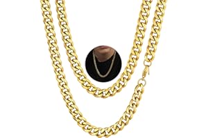 PROSTEEL Collana Uomo Donna a Catena Barbazzale Cubana Hip Hop Sottile Grande Robusta Grossa, Larga 3 6 9 12 mm, Lunghezze 35-75 cm, Acciaio INOX/Placcato Oro, Argento Oro Nero (con Confezione)