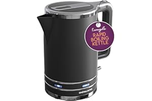 Andrew James Fast Boil Electric Kettle, Large 1.7L Capacity, Cordless Quiet Kettle with Reusable Filter, Quick Boil, Modern, Stylish, Practical, Lumiglo 3000W (Black)