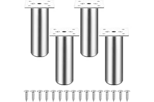 Zhujiehigh 4 szt. Nogi meblowe, regulowane nogi szafek, 5 cm nóżki meblowe do mebli, okrągłe metalowe nogi stołowe, nóżki na krzesło, biurko, łóżko, sofę, nogi do szafki kuchennej, srebrne/120 mm