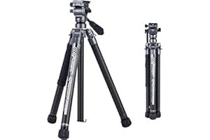 Fotopro X-Aircross 3 Lite statyw wideo z głowicą płynną, 1,0 kg, ultralekki, przenośny, profesjonalny statyw z włókna węglowego do kamery, DSLR, obciążenie do 10 kg, szary