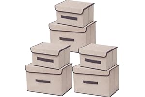 NCRGB Składane pudełka do przechowywania z pokrywką (3 opakowania 36 cm/3 opakowania 26 cm) do przechowywania materiału z pokrywką, organizer na ubrania do przechowywania ubrań, organizacji przestrzeni,