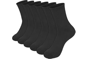 KOOOGEAR 6 Pairs Kids Socks for Boys Girls Half Cushion Thick Cushioned School Sports Crew Sock 5-13 Years