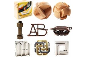 ABCDPP 8pcs Brain Teaser Puzzles for Kids, Teens, and Adults – Educational Toys, Metal & Wooden, 3D Interlocking IQ Logic Games with Unlocking Challenges