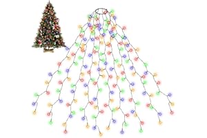 SALCAR Christmas Tree Lights, 2m x 8 Strands 280 LED Fairy Lights for 6-8ft Christmas Tree, Easy to Install, Indoor & Outdoor Decoration, 8 Modes, Warm White (Warm White, 2m) (Multicolor, 3m)