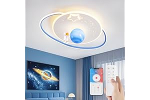 ‎RRBEST RRBEST LED Kinder Deckenlampe, Modernes Design Mond Astronaut Deckenleuchte, Dimmbar mit Fernbedienung Jungen und Mädchen Kinderzimmer Lampen, Oval Dekorative Deckenlampe