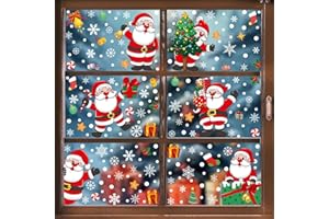 POPUBABI Fensterbilder Weihnachten,Selbstklebend Weihnachten Fensterbilder,DIY Weihnachten Fenstersticker, Doppelseitige Wiederverwendbare Statisch Haftende PVC Aufkleber, Weihnachten Dekoration 7 Blätter