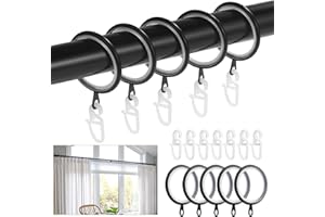 Roxanex 50 Pezzi Anelli e ganci per tende in metallo, 37mm anelli silenziosi per bastoni per tende, anelli per appendere i bastoni per tende da doccia, aste per tende e tendaggi