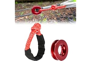 IGTOPS Grillete 1/2 sintético cabrestante cuerda con recuperación de presión,41000 libras y fundas protectoras suave juego de grillete para ATV UTV SUV Offroad remolque carro(rojo suave shackle)