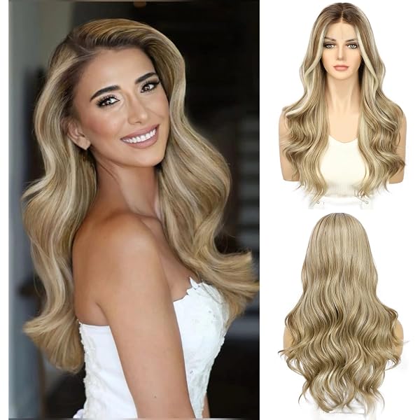 WIG ME UP Perücke - Sehr Hellblond, Glatt, 50 Cm Lang, Mit Kopfhautimitat & Größenverstellung