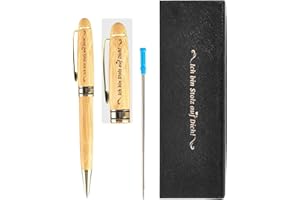 ‎LAOYE Ich bin stolz auf dich! Kugelschreiber Gravur Geschenkideen Glücksbringer als nachhaltiges Geschenk zum Zeugnis Schulabschluss Bestanden Prüfung Erfolg Mutmacher Geschenk - Bambus Kuli Blauschreibend