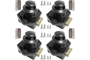 YEELIV 4PCS Push Button Latch Catch Push Door Lock,Push Button Latch Lock, Motorhome Caravan Cabinet，RV Motorhome Camper ABS Black,Magnetic Drawer Catches
