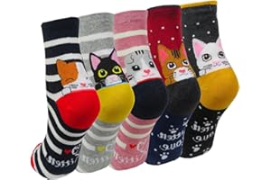 Chalier Cozy 5 Pairs Women Socks Funny Cute Animal Ladies Socks Cat Dog Socks Gifts for Women, One Size