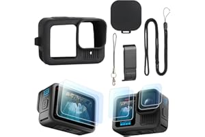 HSU Silicone Sleeve Rubber Protective Case for GoPro Hero 13 Black, Screen Protectors, Battery Side Cover, Lens Caps, Accessories Kit for Hero 13 Black