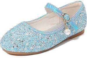 YUKQEYLE Glitzer Schuhe Mädchen Prinzessinen Schuhe Ballerinas Mädchen Kinder Glitzer Ballerinas Mary Jane Flache Schuhe Kristall Sandalen Hochzeit Partei