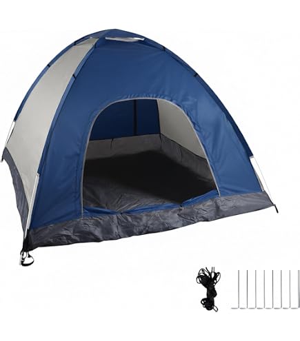 Relaxdays Pop Up Zelt Strand, Wurfzelt, 2-3 Personen, kleines Packmaß, UV Schutz 50+, HxBxT: 135 x 200 x 200cm, blau Sport & Freizeit