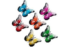 Tsilin 6 Pcs Metal Butterfly Wall Decor Wall Art Hanging Ornament Sculpture Garden Butterfly Statues For Indoor Home Living Room Bedroom Outdoor backyard Porch Patio Fence Decor