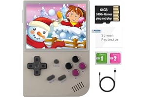 ANBERNIC RG35XX Handheld Spielkonsole , 3.5 Inch IPS Screen Linux System Built-in 64G TF Card Pre-Loaded 5474 Classic Games Support HDMI and TV Output (Gray)