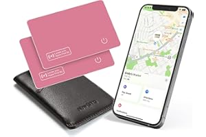 Reyke Carte de Suivi de Portefeuille Fine et Rechargeable - Compatible avec Apple Find My (iOS Uniquement) - pour étiquettes de Bagages, téléphones Portables, passeports - Rose
