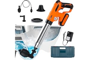 Protmex Electric Toilet Plunger with Real-Time Barometer, Hair Drain Clog Remover, High Pressure Air Toilet Plungers, Heavy Duty Plunger for Powerful Cleaning of Toilet, Drain, Bathroom, Floor, Sewer