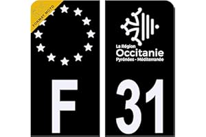 HADEXIA Autocollant Sticker Plaque d'immatriculation Moto Département 31 Haute-Garonne Noir Plaque Plexiglas