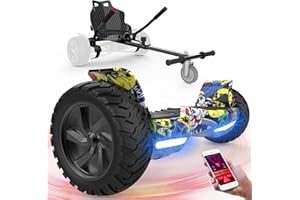 FUNDOT Hoverboards with seat,All terrain Hoverboards with hoverkart,8.5 inch Self Balancing Scooter go kart,Off-Road Hoverboards with Bluetooth Speaker,APP,LED,Powerful Motor,Gift for Children Adults