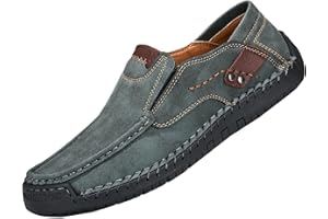 GENERISCH Chaussures en cuir pour homme - Mocassins faits à la main - Pour homme - Pieds larges - Semelle plate - Antidérapantes - Chaussures de loisirs - Chaussures de fitness - Couleur unie - Chaussures de