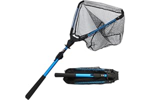 GOODSNETIC Fishing net, foldable collapsible telescopic pole handle, durable nylon material net for safe fishing or release-92CM/2.3M