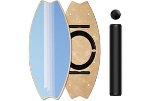 Leogreen Balance Board, 7 modalità, tavola oscillante per skateboard, surf, Tavola di equilibrio in legno con tappi regolabili, Balance Board in legno, per interni ed esterni