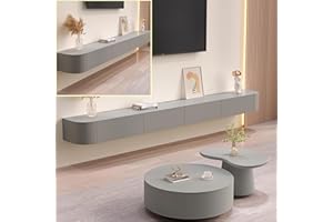 XDXINY Consola de TV flotante de gran tamaño montado en la pared, armario de TV con múltiples compartimentos de almacenamiento, adecuado para sala de estar, dormitorio, etc. (gris, 160 x 20 x 24 cm)