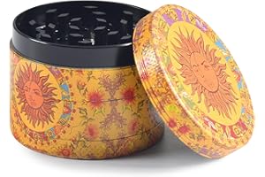 AUIRSHIKY Molinillo de polen de 38 x 50 mm, amoladora para hierbas vintage con raspador para polen, molinillo de especias, pintura a color, de metal, molinillo para hierbas y especias