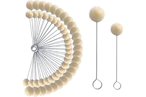 WANDERGO Wool Daubers Ball Brush, 50Pcs 2 Sizes Leather Dye Tool with Metal Handle, Fluffy Leather Dye Dauber for Dying, Gluing, Diy Crafts Projects