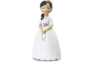 Mopec Figurine Fille Communion avec Chapelet, Résine, 16,5 cm