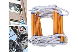 Gevvnss Scala di Corda Antincendio 5m,Scala di Fuga di Emergenza Ignifuga con 2 Moschettone per Casa a 3-4 Piani,Casa Sull'albero,Balcone e Ringhiera,Capacità di Peso Fino a 661 lbs