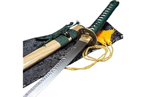 TSIAO CHIH 40 Zoll handgeschmiedetes Japanisches Samurai-Schwert Full Tang 1060 Kohlenstoffstahl Eisen Tsuba geschmiedetes gefaltetes rotes Damaststahl echtes Katana-Schwert