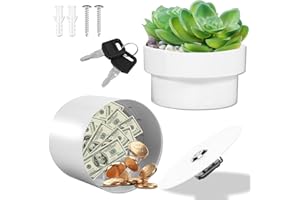 FYEME Coffre-fort en forme de pot de fleurs Hide A Key extérieur Pot de fleurs Coffre-fort Design à 2 couches Cacher les objets de valeur à l'intérieur de la cachette d'argent Coffre-fort Petite cachette