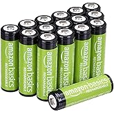 Amazon Basics AA-Batterien, wiederaufladbar, 2000 mAh, vorgeladen, NiMh, 16 Stück