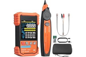 Proster Testeur de Câble Réseau PoE Testeur Numérique et Analogique avec Écran VA Couleur, Mesure de Longueur de Câble et de Tension, Câble RJ45 RJ11, Outil Multifonction pour Installation Réseau