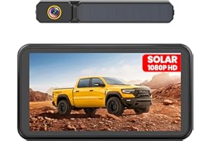 Foxpark Solarna kamera cofania bezprzewodowa z monitorem 5": instalacja 3 min., obsługuje 2 kamery cofania radiowe, wodoszczelność IP69K, do samochodu, SUV, vana, kampera