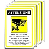 Cartello area videosorvegliata - Telecamera videosorveglianza per negozio e proprietà privata - GDPR 2020 - plastica (20x15 c