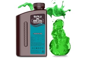SUNLU 3D Printer Resin, 1KG ABS-Like High Toughness Resin for 4k/6k/8k LCD/DLP/SLA Resin 3D Printer, 405nm UV Curing 3D Printing Resin, Good Resistance, Non-Brittle & High Precision, Clear Green 1000g