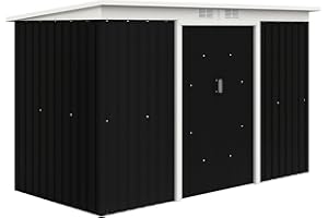 Outsunny Metall Gerätehaus 6,3m³ 280x130x172cm Geräteschuppen mit Pultdach Schiebetür wetterfest Gartenhaus Outdoor Garten Schuppen Schrank für Hinterhof Außenbereich Anthrazit, Dunkelgrau