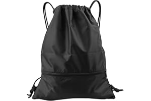 Hainue Sac de sport avec fermeture éclair cordon sacs de sport sac de sport étanche cordon réglable sac à dos sac de sport unisexe noir
