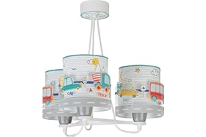 Dalber Lampa do pokoju dziecięcego, lampa wisząca, lampa sufitowa dla dzieci, lampa sufitowa do pokoju dziecięcego, 3 światła, do samochodu, samolotu, kolorowa, 61687, E27
